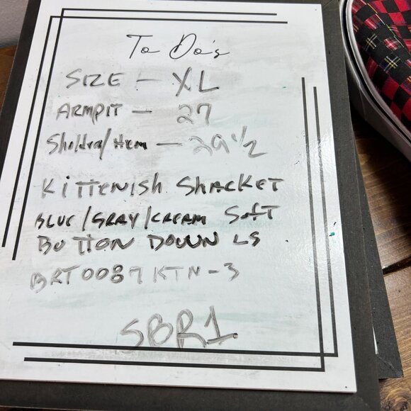 Kittenish Women's Oversized Button-Up Shacket Shirt X-Large Navy & Beige - Picture 8 of 8